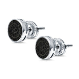 Stud Earrings Round Micro Pave Simulated CZ Screwback Hip-Hop Iced Out 925 Sterling Silver