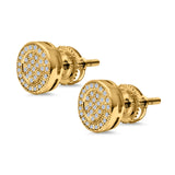 Stud Earrings Round Micro Pave Simulated CZ Screwback Hip-Hop Iced Out 925 Sterling Silver