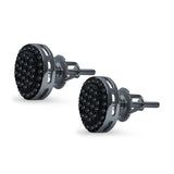 Stud Earrings Screw Back Round Design Simulated CZ 925 Sterling Silver