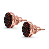 Stud Earrings Screw Back Round Design Simulated CZ 925 Sterling Silver