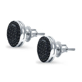 Stud Earrings Screw Back Round Design Simulated CZ 925 Sterling Silver