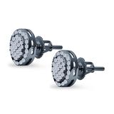 Stud Earrings Screw Back Round Design Simulated CZ 925 Sterling Silver