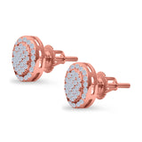Stud Earrings Screw Back Round Design Simulated CZ 925 Sterling Silver