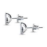 Hip Hop Stud Earrings Screwback Round Simulated CZ 925 Sterling Silver (10mm)