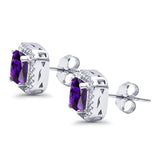 Stud Earrings Wedding Bridal Princess Simulated Cubic Zirconia Solid 925 Sterling Silver