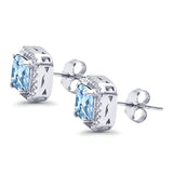 Stud Earrings Wedding Bridal Princess Simulated Cubic Zirconia Solid 925 Sterling Silver