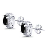 Stud Earrings Wedding Bridal Princess Simulated Cubic Zirconia Solid 925 Sterling Silver