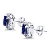 Stud Earrings Wedding Bridal Princess Simulated Cubic Zirconia Solid 925 Sterling Silver