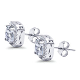 Stud Earrings Wedding Bridal Princess Simulated Cubic Zirconia Solid 925 Sterling Silver