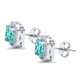 Stud Earrings Wedding Bridal Princess Simulated Cubic Zirconia Solid 925 Sterling Silver