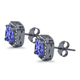 Stud Earrings Wedding Bridal Princess Simulated Cubic Zirconia Solid 925 Sterling Silver