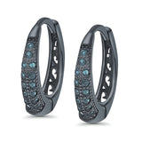 Eternity Huggie Hoop Earrings Channel Round Simulated CZ 925 Sterling Silver (14mm)
