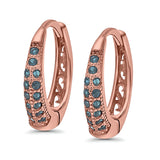 Eternity Huggie Hoop Earrings Channel Round Simulated CZ 925 Sterling Silver (14mm)