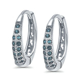 Eternity Huggie Hoop Earrings Channel Round Simulated CZ 925 Sterling Silver (14mm)