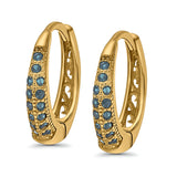 Eternity Huggie Hoop Earrings Channel Round Simulated CZ 925 Sterling Silver (14mm)