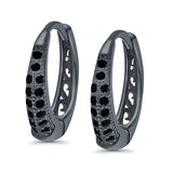 Eternity Huggie Hoop Earrings Channel Round Simulated CZ 925 Sterling Silver (14mm)