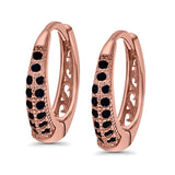 Eternity Huggie Hoop Earrings Channel Round Simulated CZ 925 Sterling Silver (14mm)