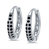 Eternity Huggie Hoop Earrings Channel Round Simulated CZ 925 Sterling Silver (14mm)