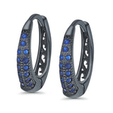 Eternity Huggie Hoop Earrings Channel Round Simulated CZ 925 Sterling Silver (14mm)