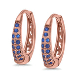 Eternity Huggie Hoop Earrings Channel Round Simulated CZ 925 Sterling Silver (14mm)