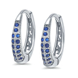 Eternity Huggie Hoop Earrings Channel Round Simulated CZ 925 Sterling Silver (14mm)