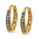 Eternity Huggie Hoop Earrings Channel Round Simulated CZ 925 Sterling Silver (14mm)