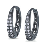 Eternity Huggie Hoop Earrings Channel Round Simulated CZ 925 Sterling Silver (14mm)