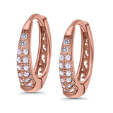 Eternity Huggie Hoop Earrings Channel Round Simulated CZ 925 Sterling Silver (14mm)