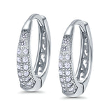 Eternity Huggie Hoop Earrings Channel Round Simulated CZ 925 Sterling Silver (14mm)