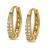 Eternity Huggie Hoop Earrings Channel Round Simulated CZ 925 Sterling Silver (14mm)