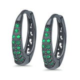 Eternity Huggie Hoop Earrings Channel Round Simulated CZ 925 Sterling Silver (14mm)