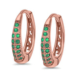 Eternity Huggie Hoop Earrings Channel Round Simulated CZ 925 Sterling Silver (14mm)