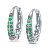 Eternity Huggie Hoop Earrings Channel Round Simulated CZ 925 Sterling Silver (14mm)