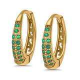Eternity Huggie Hoop Earrings Channel Round Simulated CZ 925 Sterling Silver (14mm)