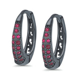 Eternity Huggie Hoop Earrings Channel Round Simulated CZ 925 Sterling Silver (14mm)