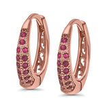 Eternity Huggie Hoop Earrings Channel Round Simulated CZ 925 Sterling Silver (14mm)