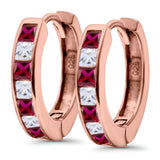 Half Eternity Hoop Earrings Princess Cut Simulated CZ 925 Sterling Silver (14mm)