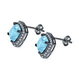 Cushion Cut Stud Earrings Simulated CZ 925 Sterling Silver