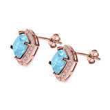 Cushion Cut Stud Earrings Simulated CZ 925 Sterling Silver