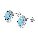 Cushion Cut Stud Earrings Simulated CZ 925 Sterling Silver