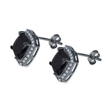 Cushion Cut Stud Earrings Simulated CZ 925 Sterling Silver
