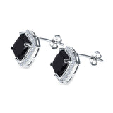 Cushion Cut Stud Earrings Simulated CZ 925 Sterling Silver