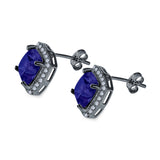 Cushion Cut Stud Earrings Simulated CZ 925 Sterling Silver