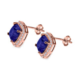 Cushion Cut Stud Earrings Simulated CZ 925 Sterling Silver