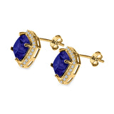 Cushion Cut Stud Earrings Simulated CZ 925 Sterling Silver