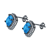 Cushion Cut Stud Earrings Simulated CZ 925 Sterling Silver