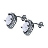Cushion Cut Stud Earrings Simulated CZ 925 Sterling Silver