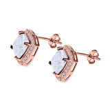 Cushion Cut Stud Earrings Simulated CZ 925 Sterling Silver