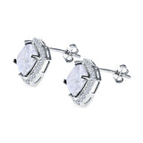 Cushion Cut Stud Earrings Simulated CZ 925 Sterling Silver