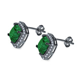 Cushion Cut Stud Earrings Simulated CZ 925 Sterling Silver